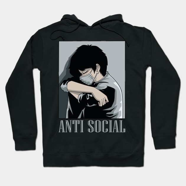 Antisocial Face Mask Japanese Aesthetic Social Distancing Hoodie by melostore